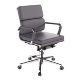 Nautilus Designs Avanti Medium Back Bonded Leather Executive Office Chair With Individual Back Cushions and Fixed Arms Grey - BCL/5003/GY DD